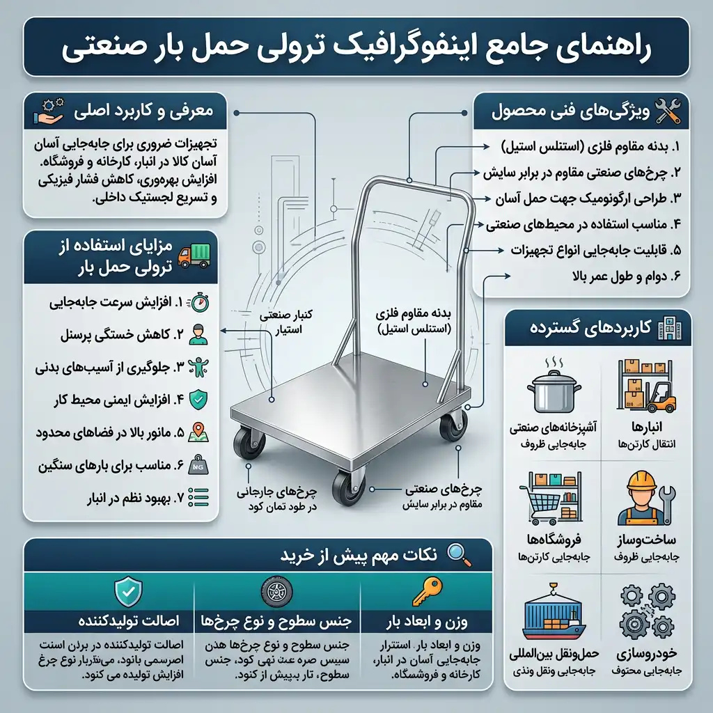 اینفوگرافیک ترولی حمل بار صنعتی